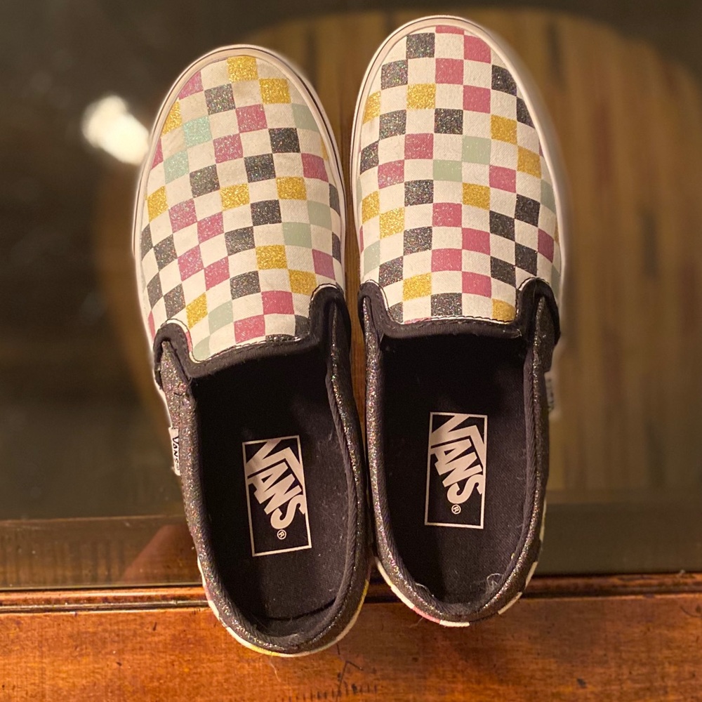 Multicolor Sparkle checkered vans